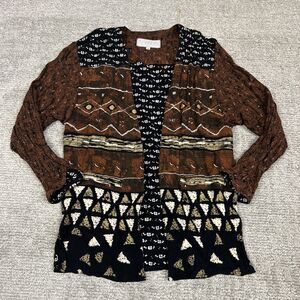 Vintage Platinum Dorothy Schoelen Cardigan Jacket Womens Small Brown Black USA